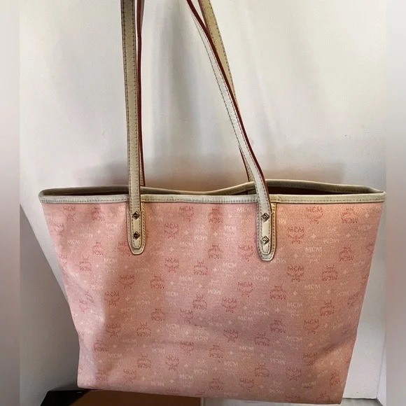Pink MCM Shoulder bag Pink white MCM Tote Shopper MCM Bag Charms